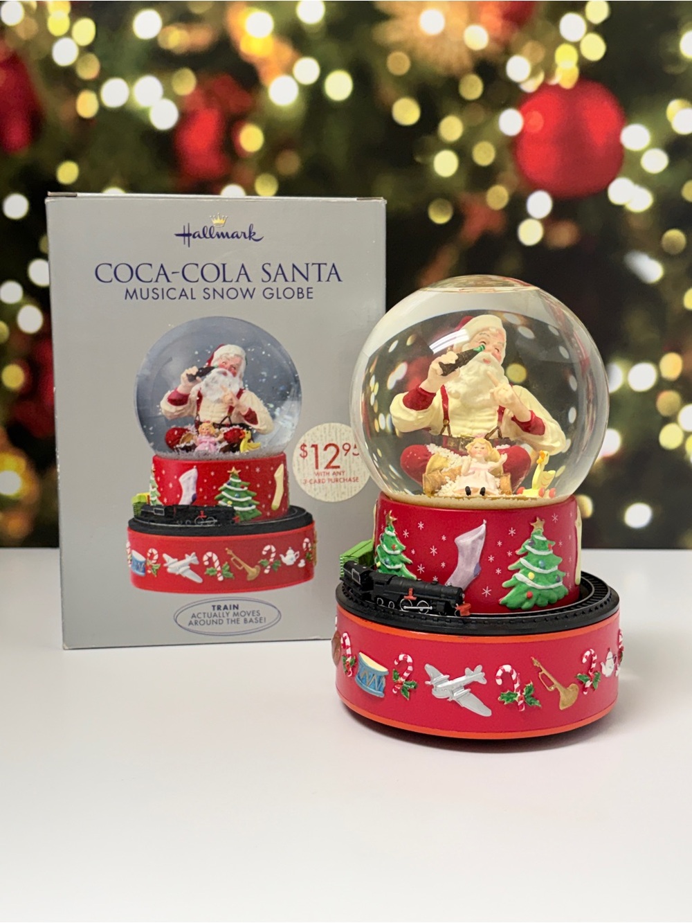 Hallmark Coca-Cola Santa Musical Snow Globe - Red and Green